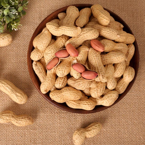 Veselīgi un garšīgi ķīniešu grauzdēti zemesrieksti čaumalā